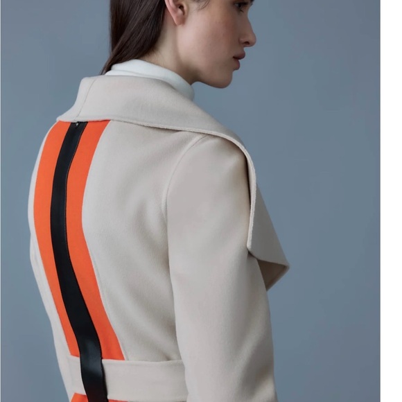 Mackage Mai Cream Belted Coat with Stripe Size Small - Picture 5 of 5